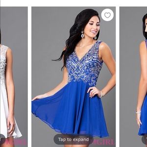 Royal blue v neck short homecoming dress